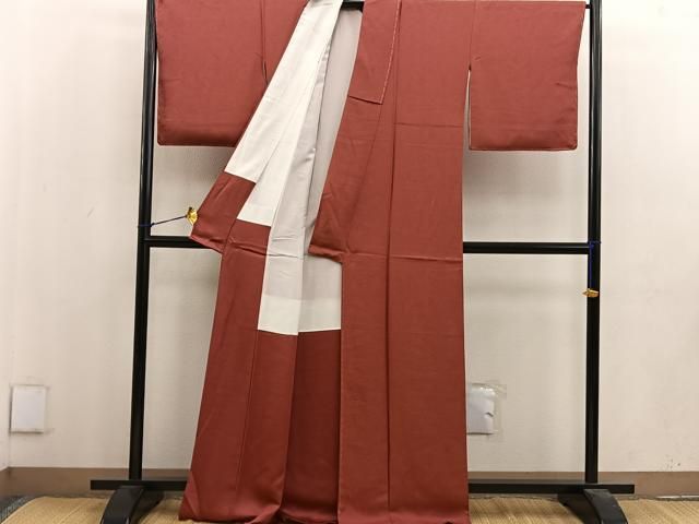 平和屋着物□上質な小紋 藍 型染め 飛鶴花文 鬼しぼ縮緬 逸品