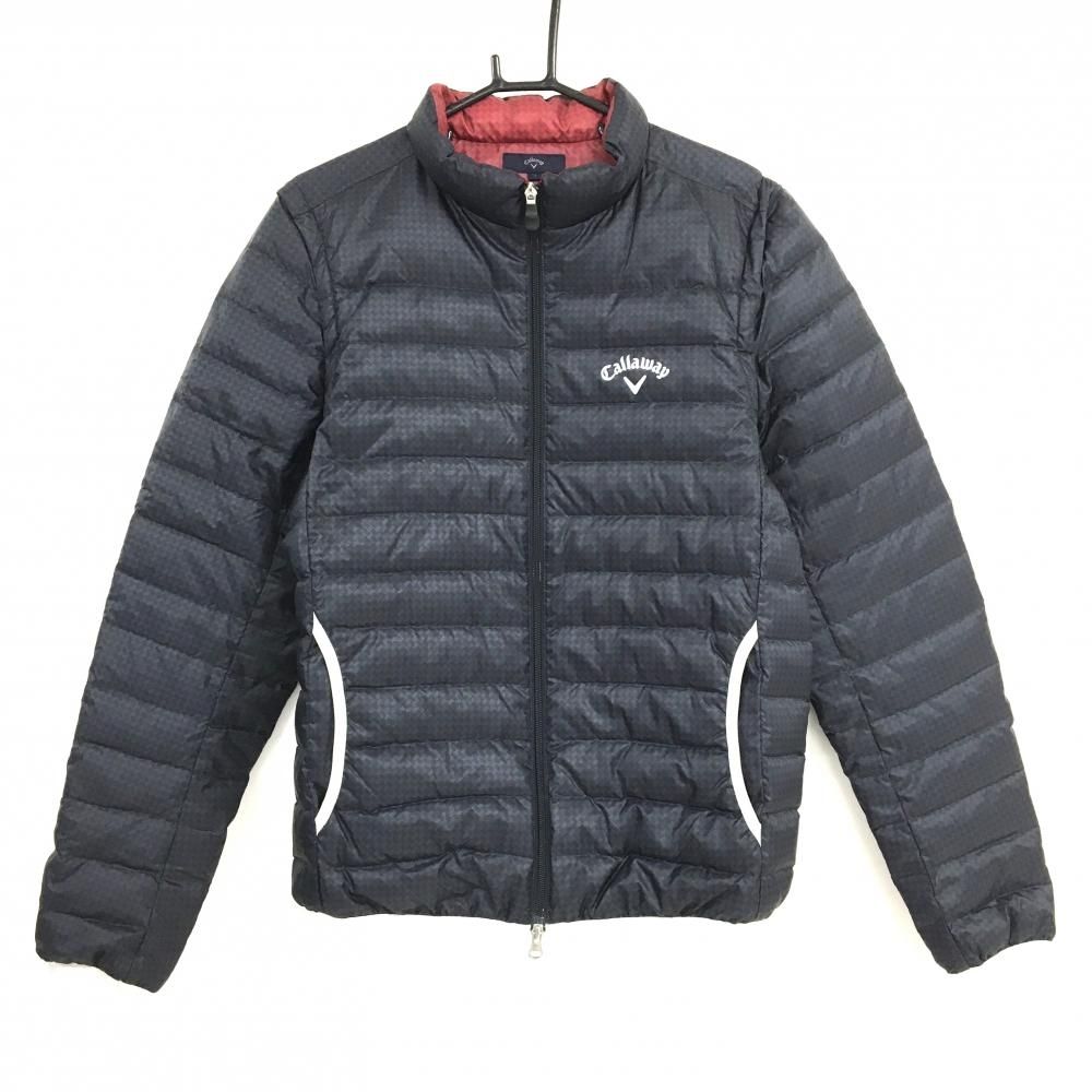 キャロウェイ 2WAYダウンジャケット ネイビー×黒 千鳥格子 袖着脱可 メンズ LL ゴルフウェア Callaway