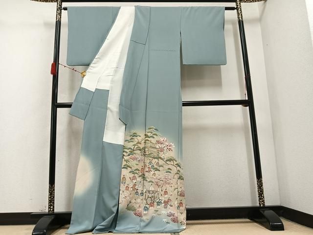 平和屋着物●豪華色留袖 作家物 手描き 寿光織 人物風景草花文 暈し染め 正絹 AABC6859ph