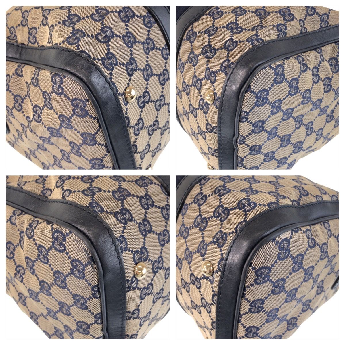 美品 GUCCI グッチ シェリーライン ネイビー ベージュ ゴールド金具 GG
