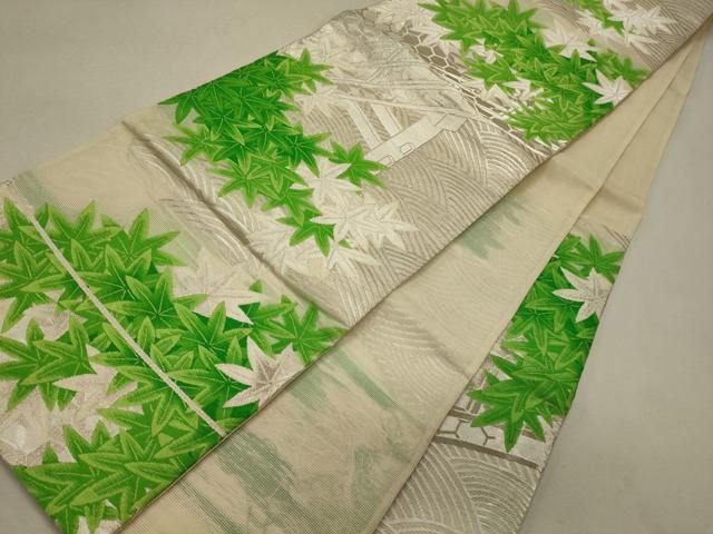 平和屋着物＊夏物 六通柄 京袋帯 雪芝文 黒地 化繊 CAAW8934oy