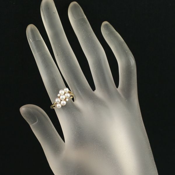 【12号】ミキモト レディース リング 指輪 ベビーパール ダイヤ K18YG MIKIMOTO - ミキモト ダイヤモンド×ベビーパール リング K18YG