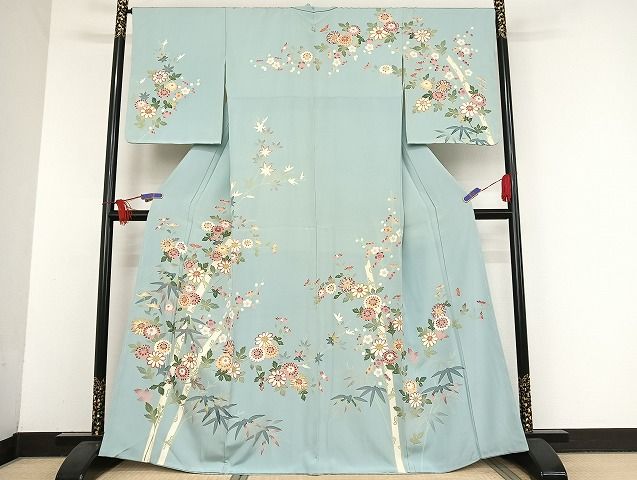 平和屋着物●本加賀友禅作家 押田正義 訪問着 草花文 正絹 AAAU4284np