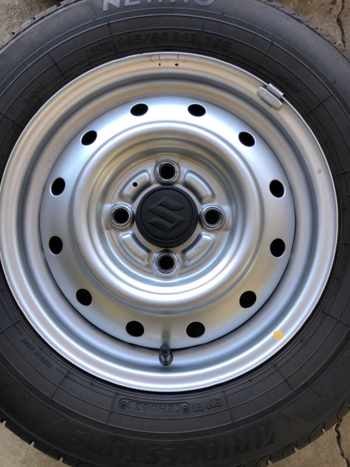 ブリヂストン スズキ 純正 145 80R13 夏 サマー タイヤ スチールホイール 鉄ホイール バリ山