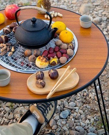 折りたたみテーブル椅子キャンプ囲炉裏焼きグリルゆでテーブル鍋一体便携ドライブ野外テーブルLFY07人気急上昇