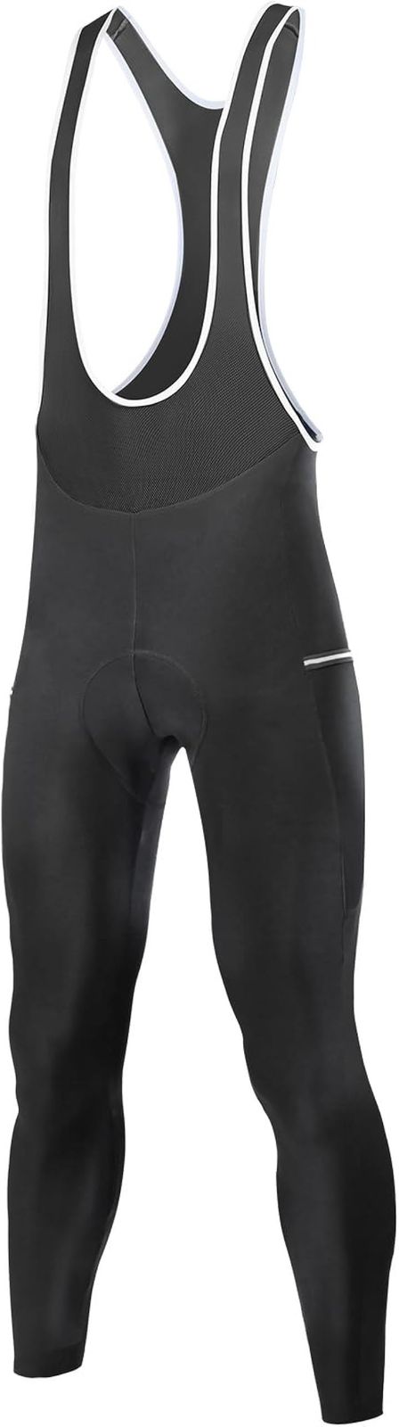 Santic サンティック メンズ サイクルパンツ ビブパンツ 裏起毛 秋冬 ロング サイクルウェア サイクルタイツ パッド 防寒 防風 自転車パンツ ブラック XL