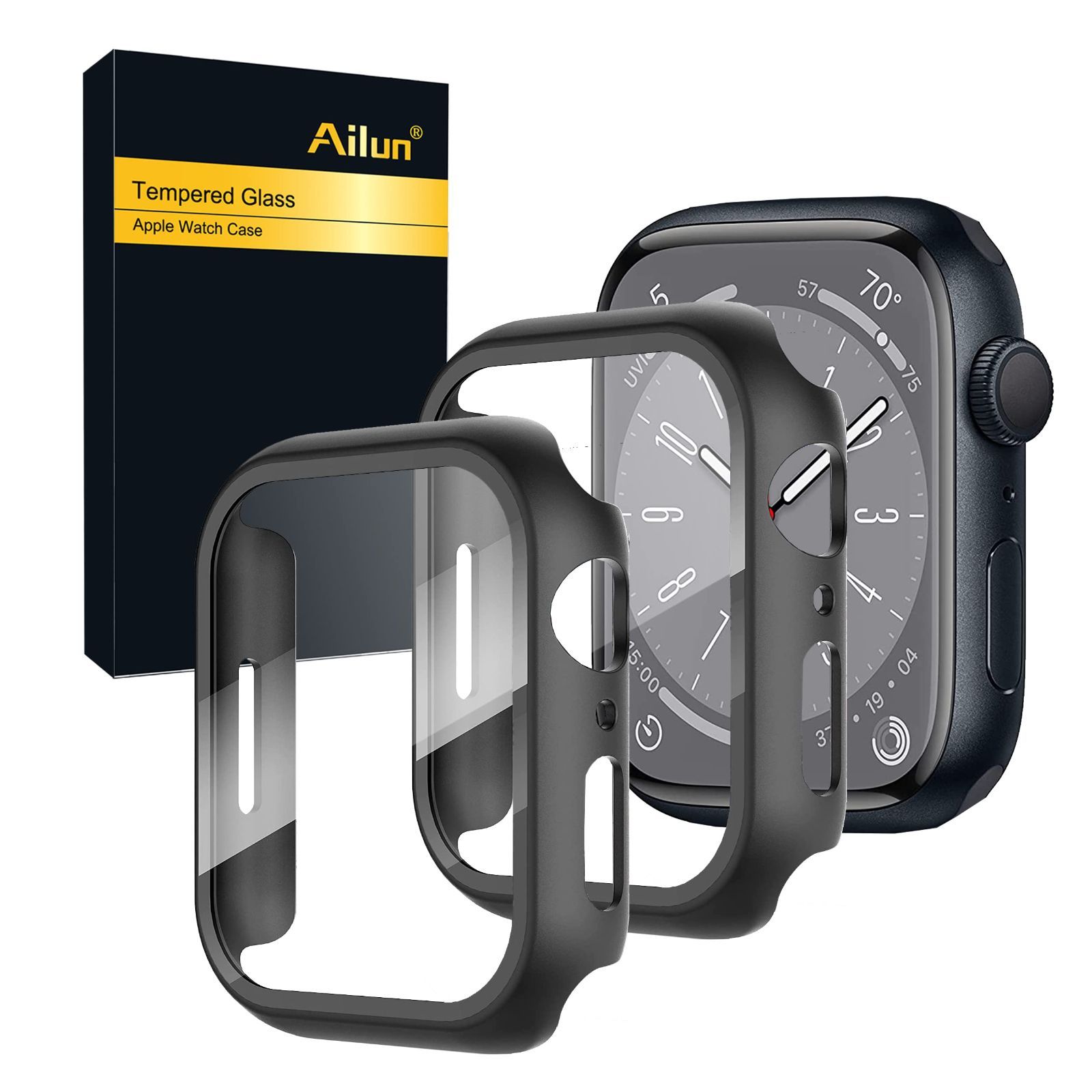 Ailun Apple Watch Series 7 スクリーンプロテクター [45mm] ハードPCケース [2枚パック]
