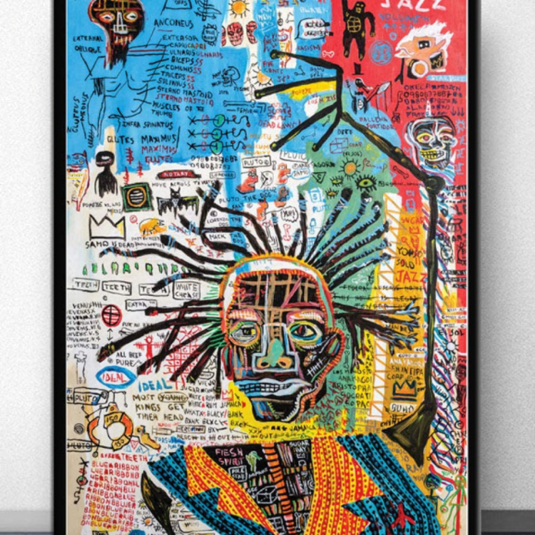 バスキア 50×70cm 特大 キャンバス アート ポスター