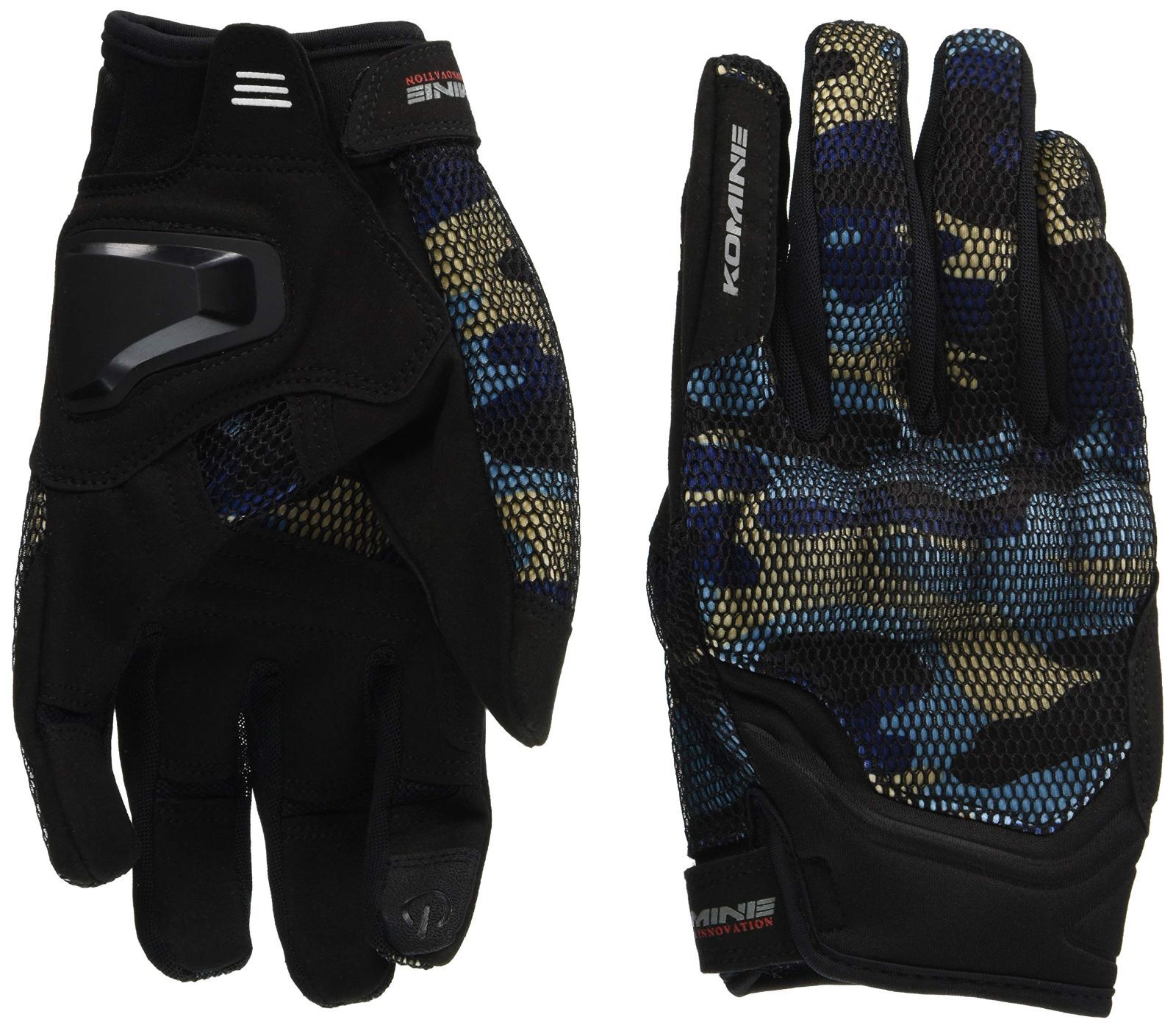 L_BLUE CAMO コミネ(KOMINE) バイク用 プロテクト3Dメッシュグローブ-ドウジ BLUE CAMO L GK-194 1105 春夏秋向け メッシュ素材 プロテクター