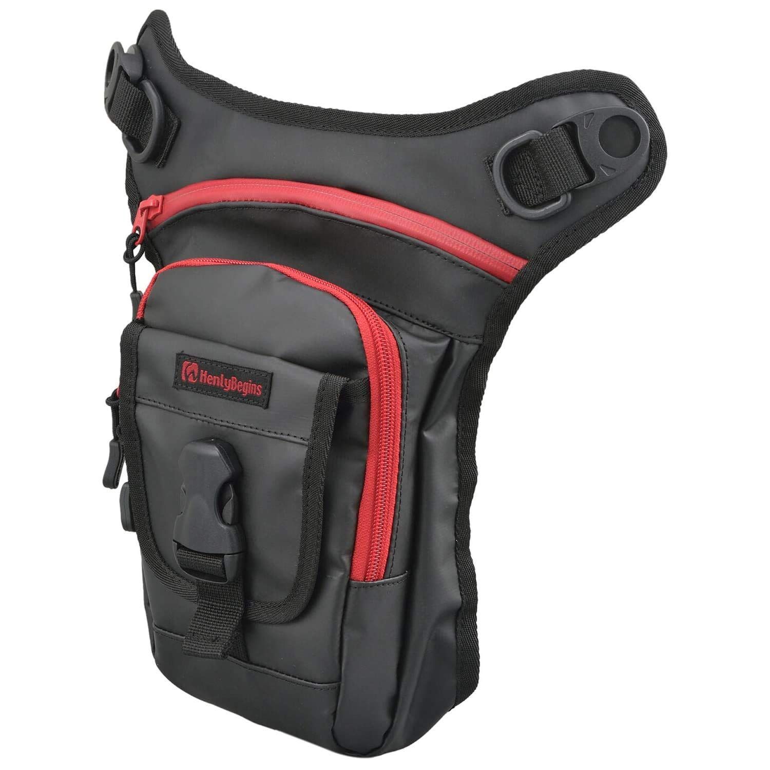 1L|レッド_ターポリン ヘンリービギンズ Henly Begins デイトナ バイク用 レッグバッグ 1L ターポリン 長財布収納可 3室構造 ホルスターバッグ2 DH-741 レッド 96372