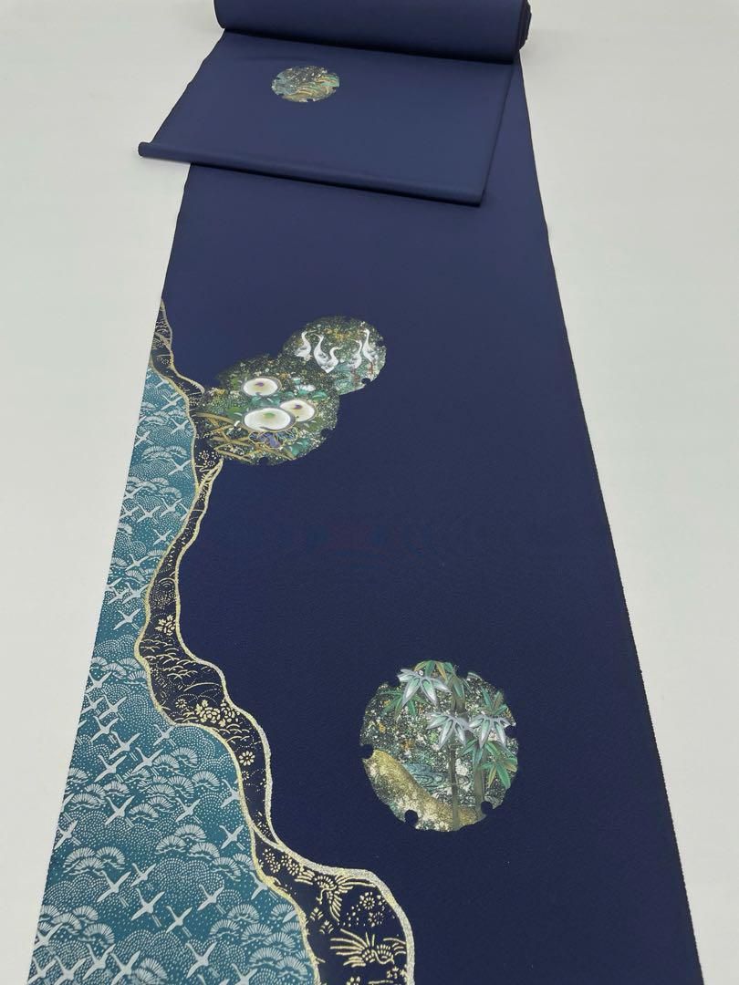 付け下げ 加賀友禅 落款入り アクアグリーン色 正絹 反物 付け下げ 加賀友禅 落款入り アクアグリーン色 正絹 反物 付け下げ