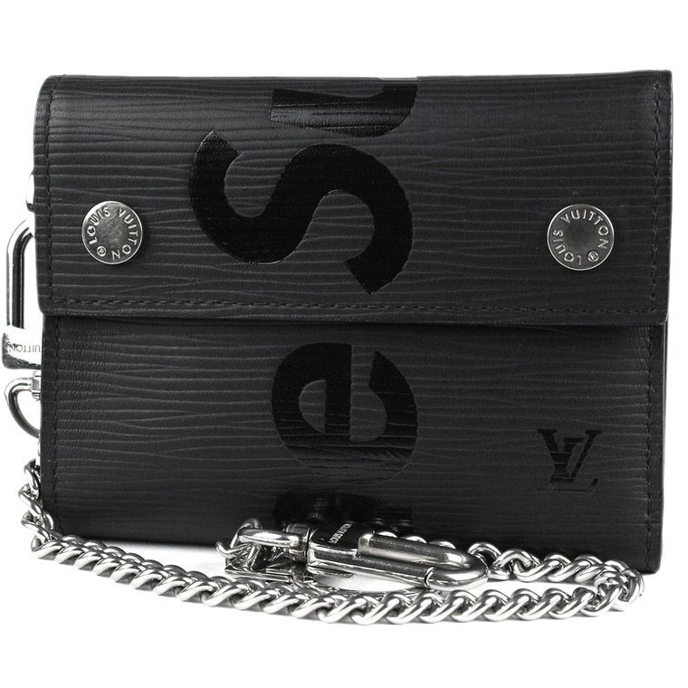 LOUIS VUITTON|ルイ ヴィトン Supreme|シュプリーム チェーン コンパクト ウォレット 三つ折財布 エピ ノワール ブラック M67711