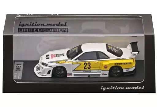 ミニカー　1/43 LB-ER34 Super Silhouette SKYLINE(ホワイト×イエロー) With Mr. Kato WEB限定モデル [IG2851] 中古】ミニカー 1/43 LB-ER34 Super Silhouette SKYLINE