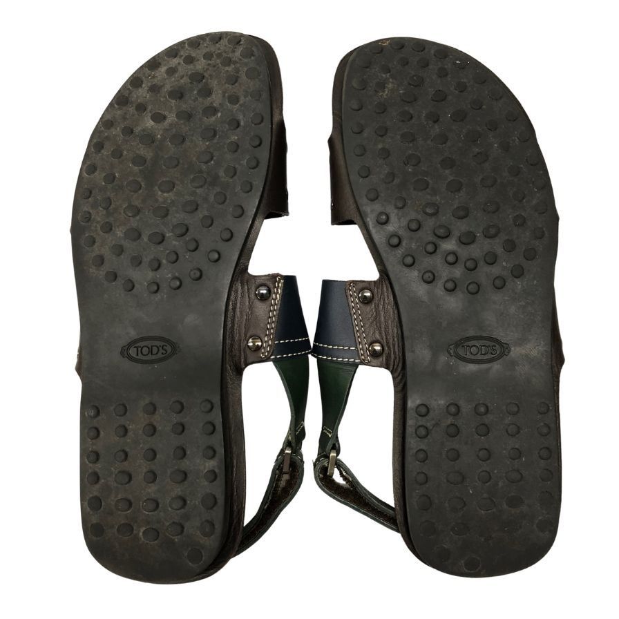 正規店買付【TOD'S】レザー ブラウン サンダル トッズ レザーサンダル ブラウン メンズ サイズ7 TOD'S【AFC36