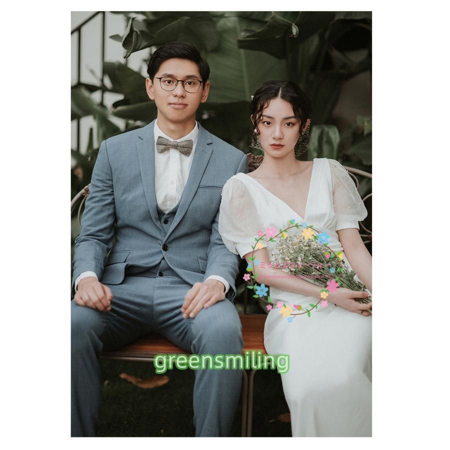 [韓国人気] 結婚式 パフスリーブ ロングワンピース missswteet1122_ds857