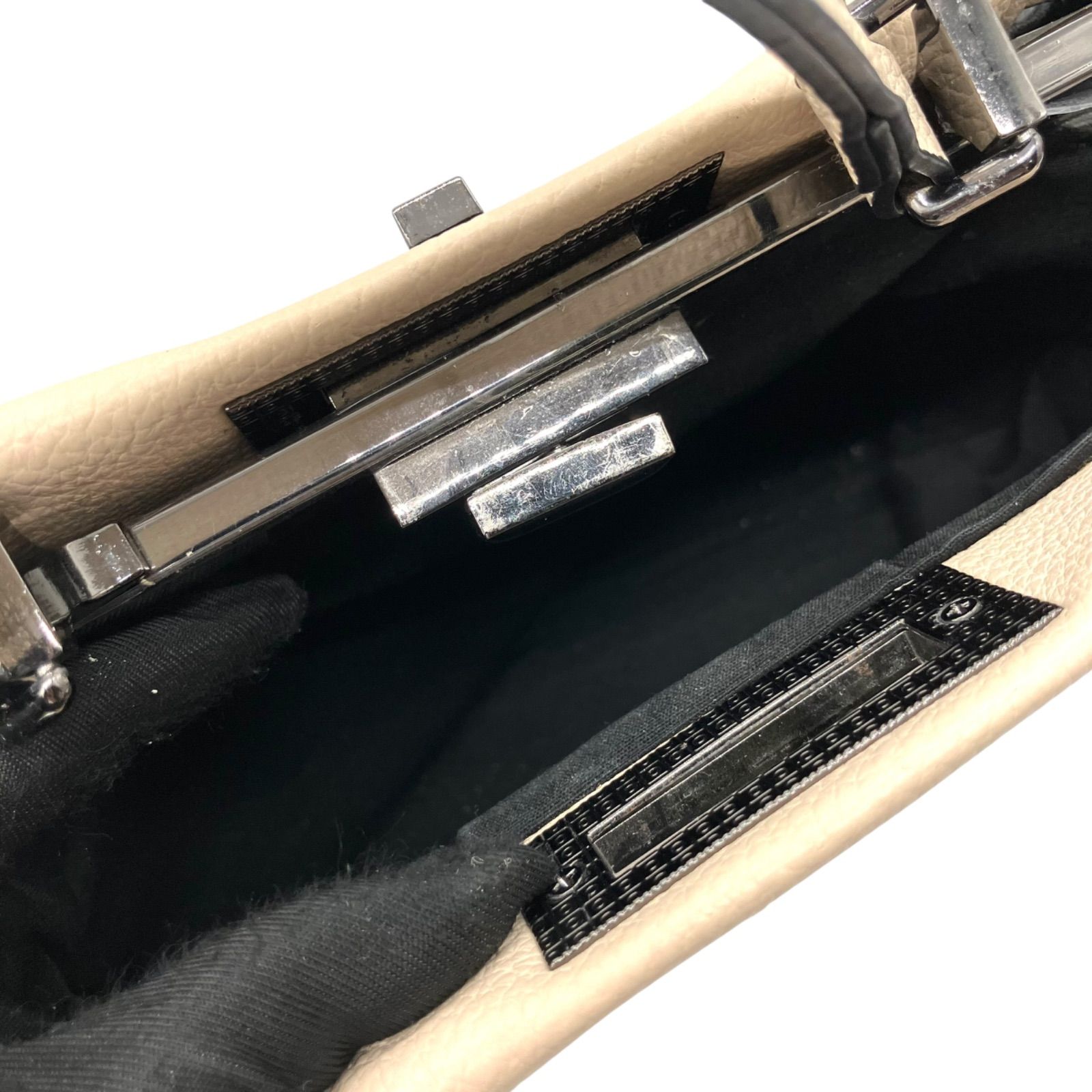 ハンドバッグ 2way ターンロック レザー シボ革 アイボリー 1382 ハンドバッグ 2way ターンロック レザー シボ革 アイボリー 1382