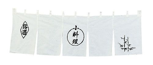 小料理のれん 白地黒文字 600×1800mm 綿100％ UD-431(YNLB91)