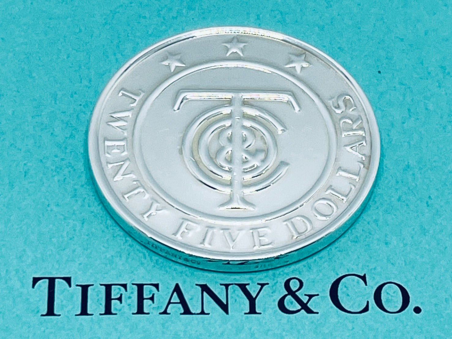 a067 美品 Tiffany&Co. ティファニー 25ドル 銀貨 ロゴ マネー