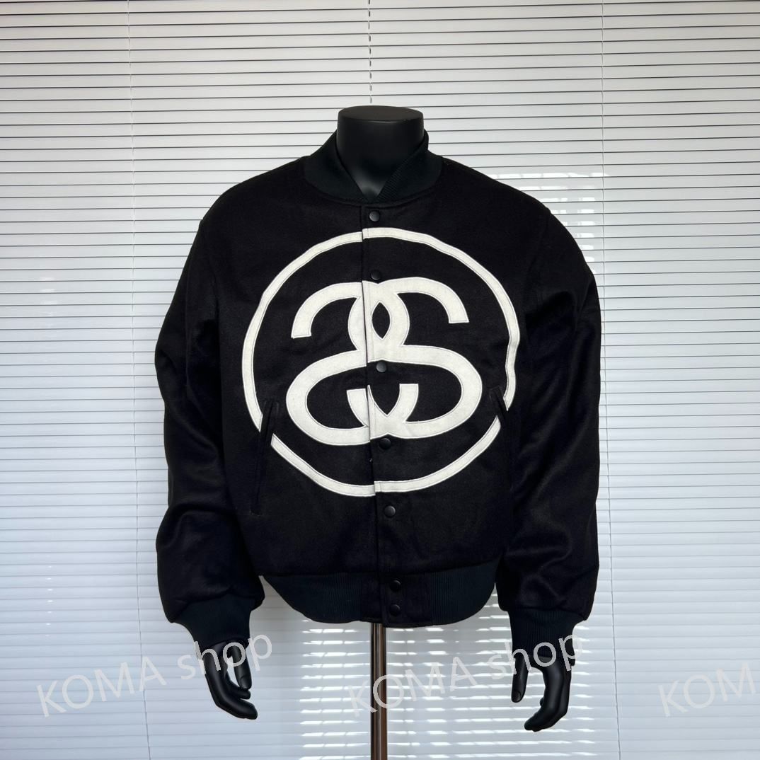 Stussy SS Link Black ジャケットコート Varsity Jacket Black #ST06 - メルカリ