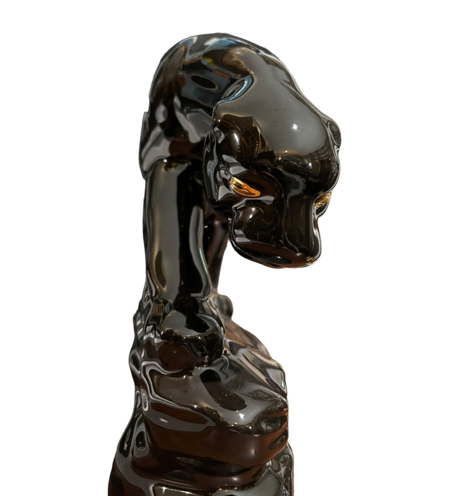 セラミック 黒豹 置物 ブラックパンサー オブジェ 工芸品 インテリア