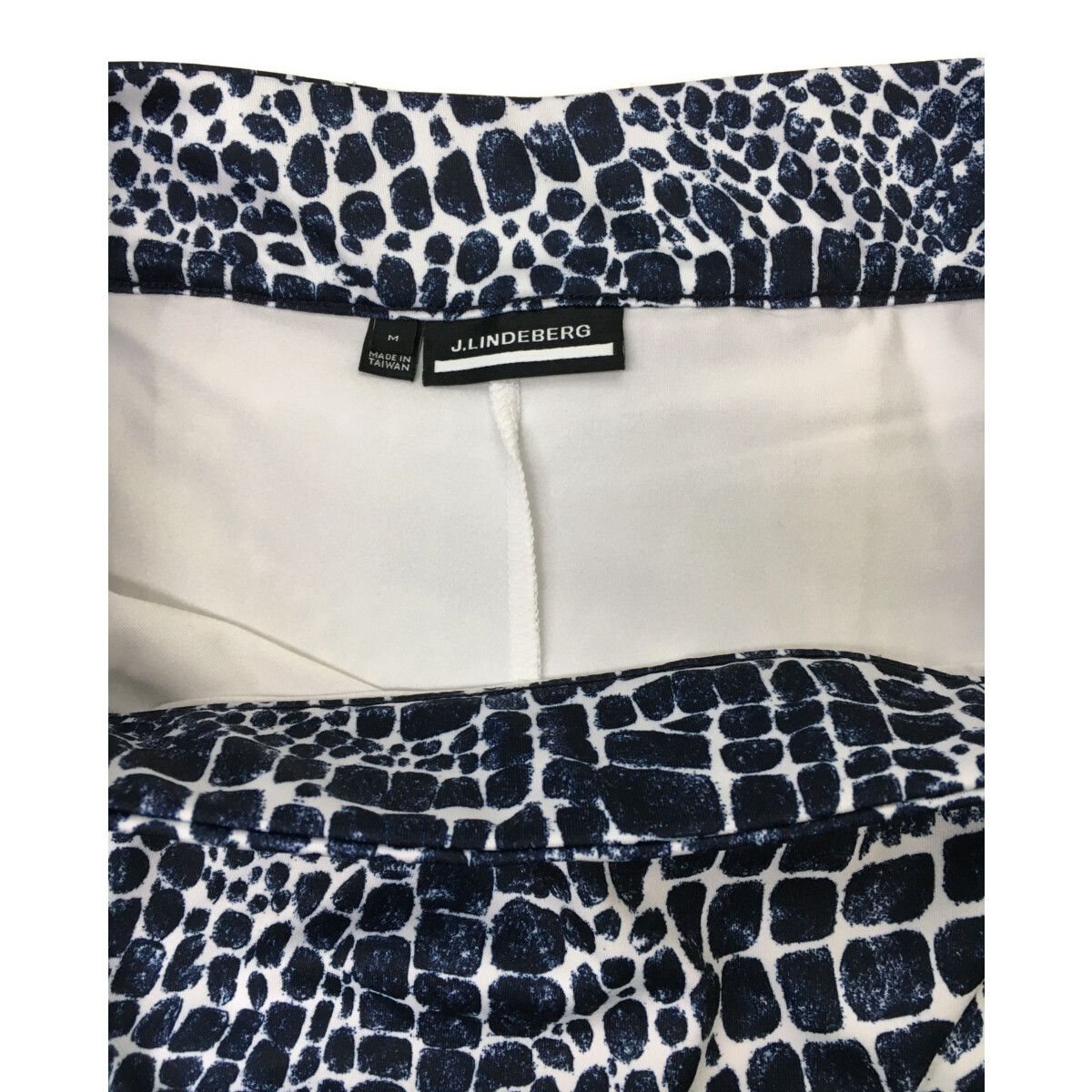 J.LINDEBERG - coco 中古 ジェイリンドバーグ J.LINDEBERG レディース スカート M 紺×白 一体型インナーパンツ アニマル柄 中古 レディース ジェイリンドバーグ J.LINDEBERG スカート M 紺