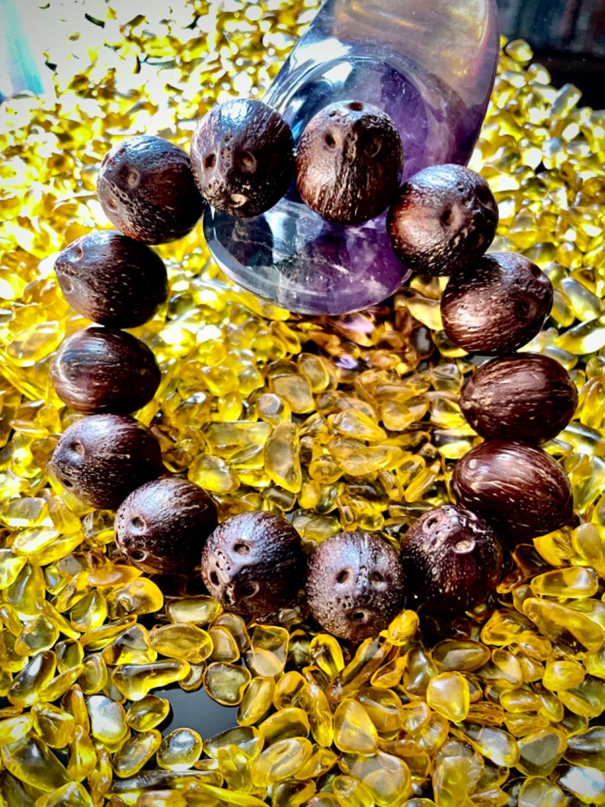 菩提樹の実 数珠 念珠 紫金鼠菩提 招財鼠 原皮 鼠ブレスレット金