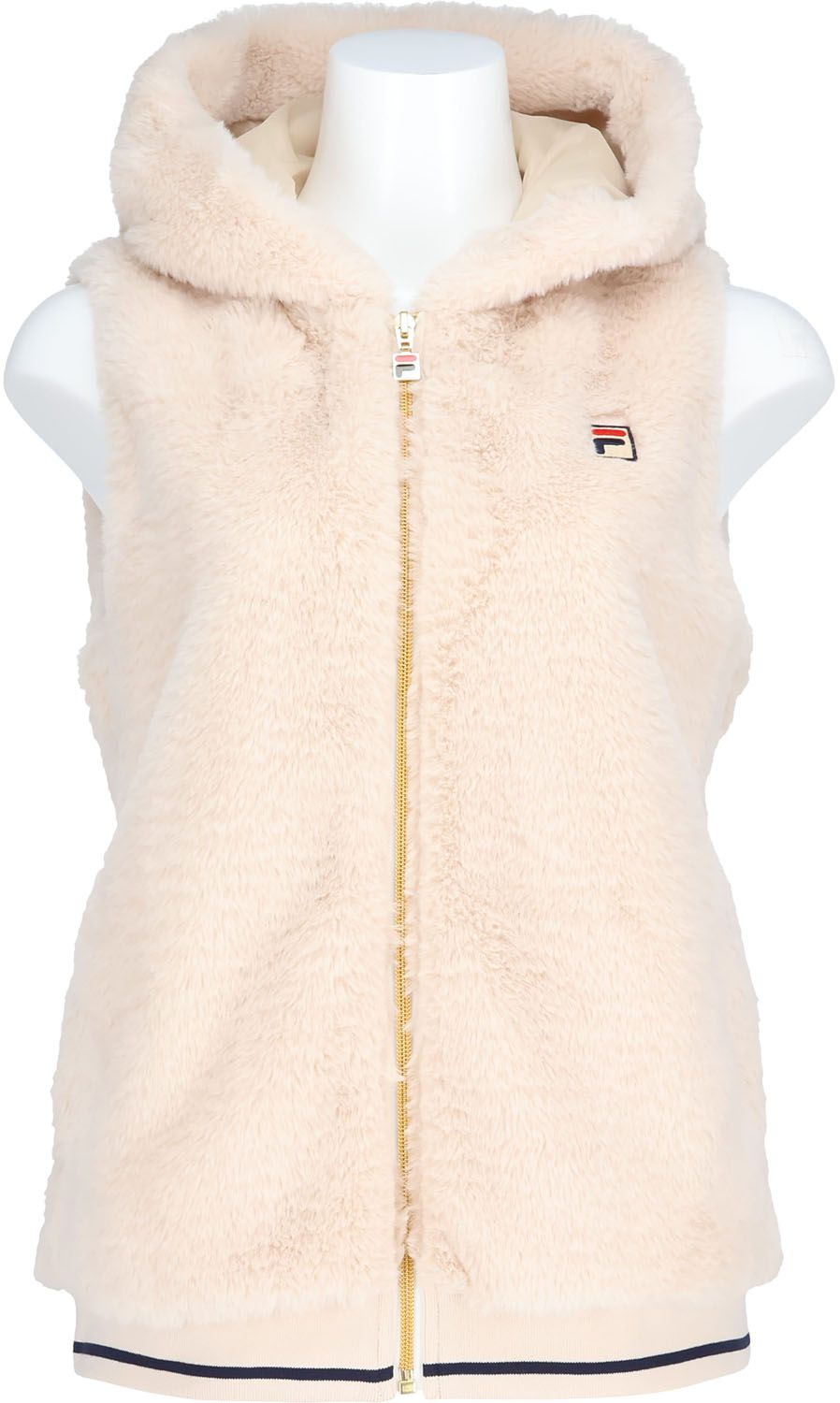 フィラ FILA テニス ベスト レディース ウィメンズ 女性 大人 ノースリーブ タンクトップ アウター 上着 ジャージ トップス ウェア ロゴ ワンポイント ファー フード 手触り EL0254 16A キャメル