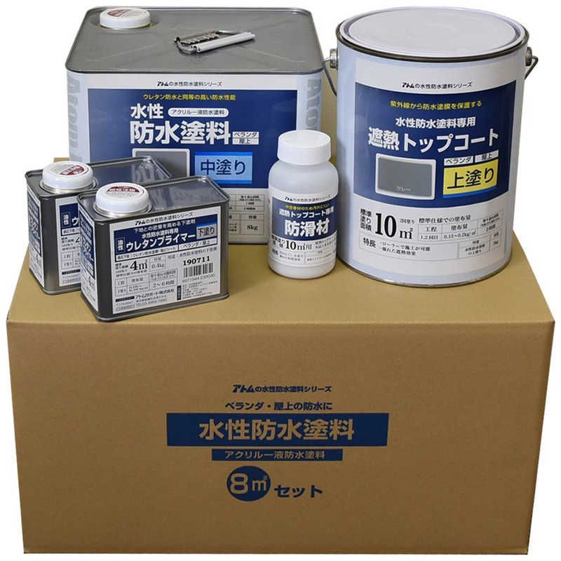 送料無料 ♥ 未開梱 アトムサポート アトム 防水セット ウレタン下地8m2セット グレー グレー 9050973