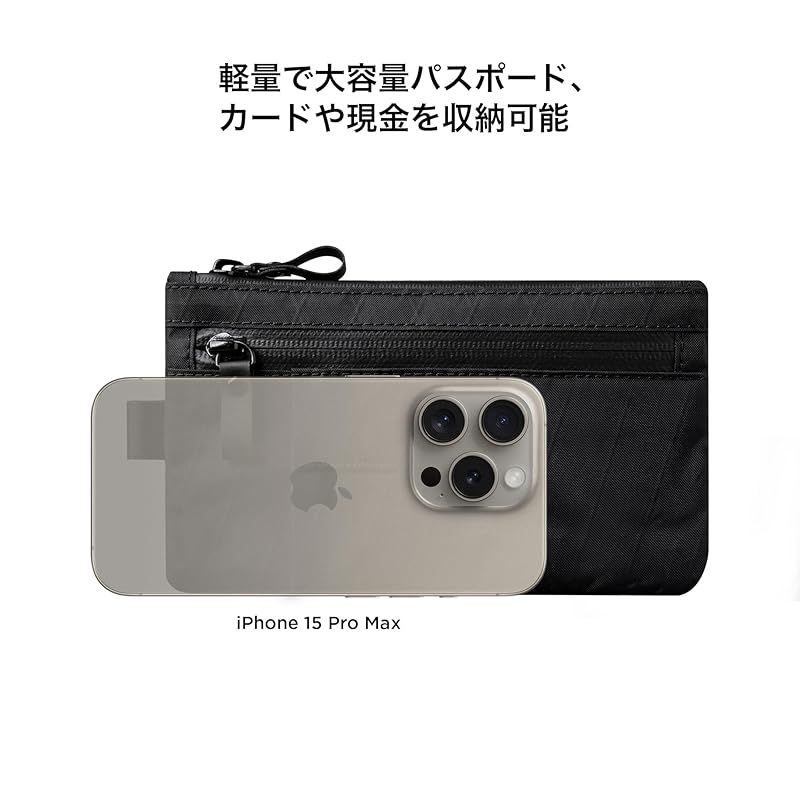 ALPAKA Zip Clutch ハンドストラップ付き RFID スキミング防止 外部スロット付き 薄型 大容量 メンズ財布 パスポート収納 仕切り小銭入れ カード収納 撥水財布 YKKファスナー付き ビジネス 旅行小物 プレゼント