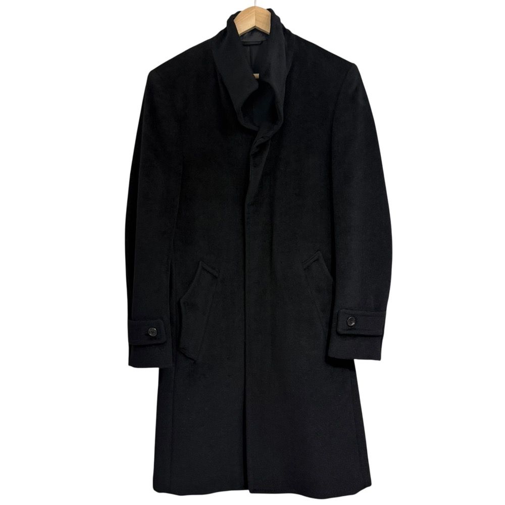 ARTISAN アルチザン 襟レザー アンゴラブレンド ベルテッド スタンド コート S ブラック メンズ 古着