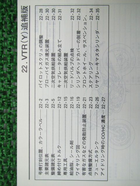 VTR250 サービスマニュアル ホンダ 正規 バイク 整備書 補足版 MC33-101 KFK DH 車検 整備情報 sZ