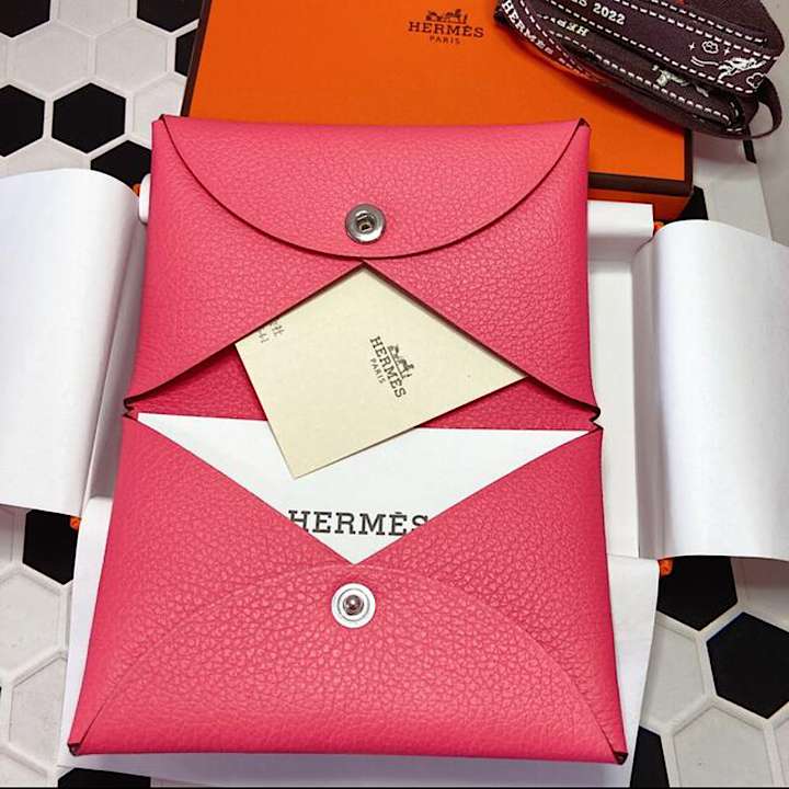 HERMES カードケース シェーブル ピンク 新品 値下げ！-