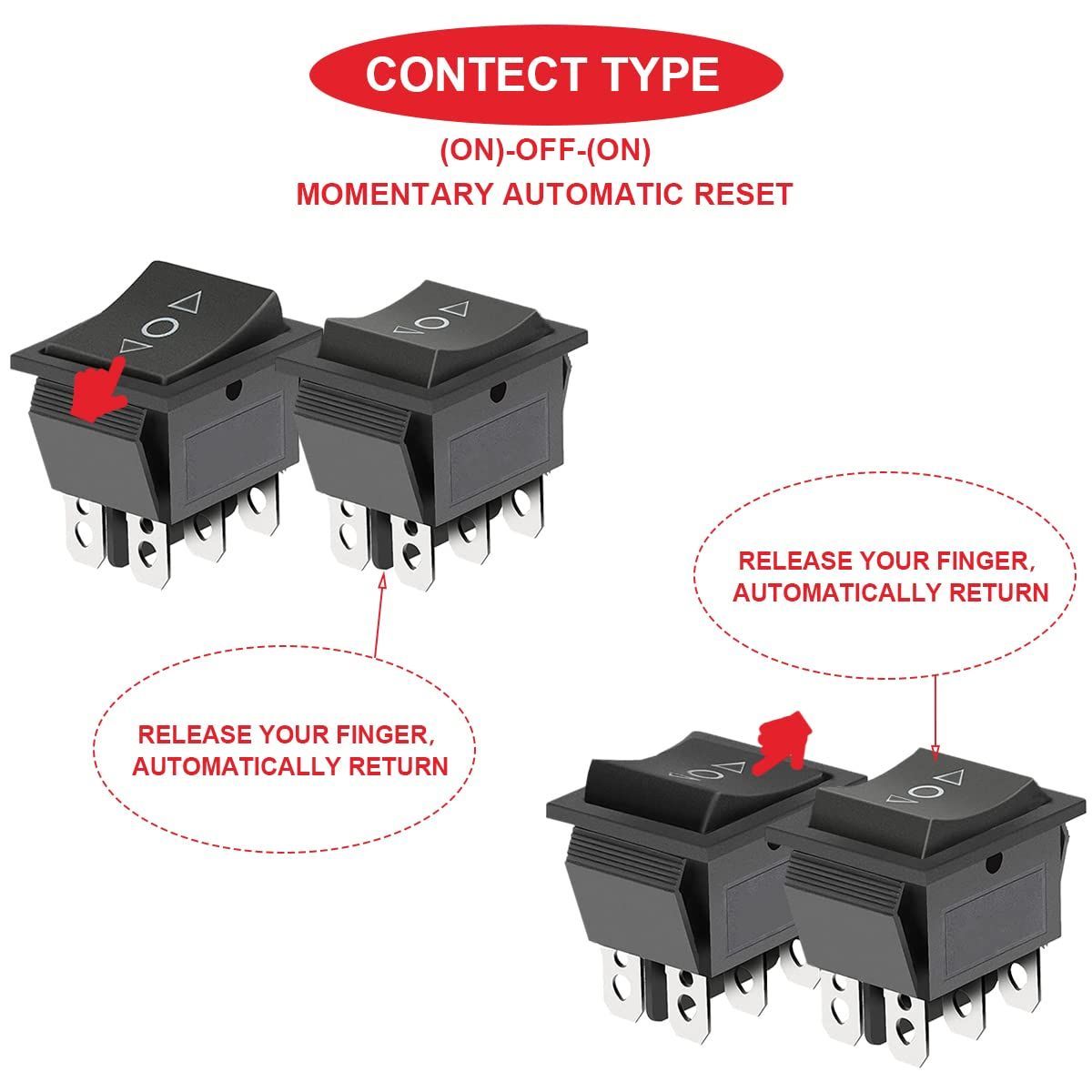 【特価商品】スイッチ ロッカー DC 20A 12V モーター極性リバース DPDT 6 ピン 3 個モーメンタリ ポジション ON/OFF ...
