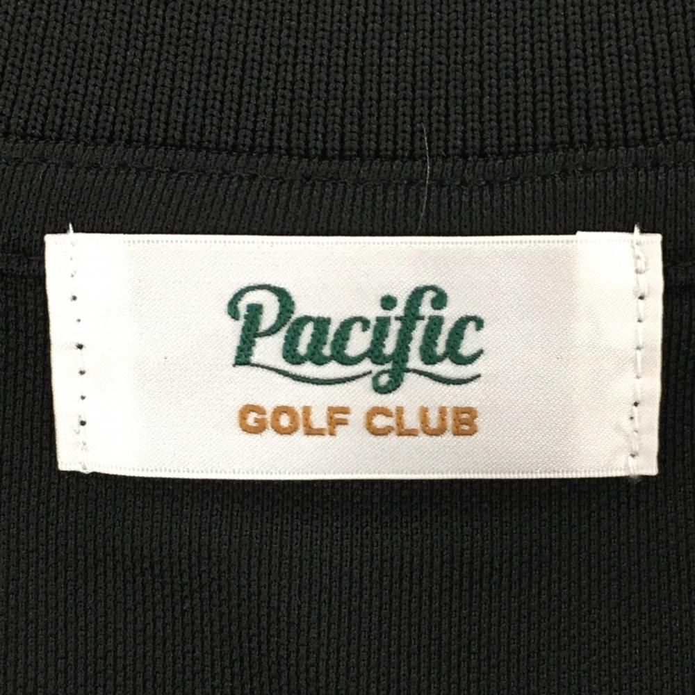 超美品】パシフィックゴルフクラブ 長袖ポロシャツ 黒×白 バック