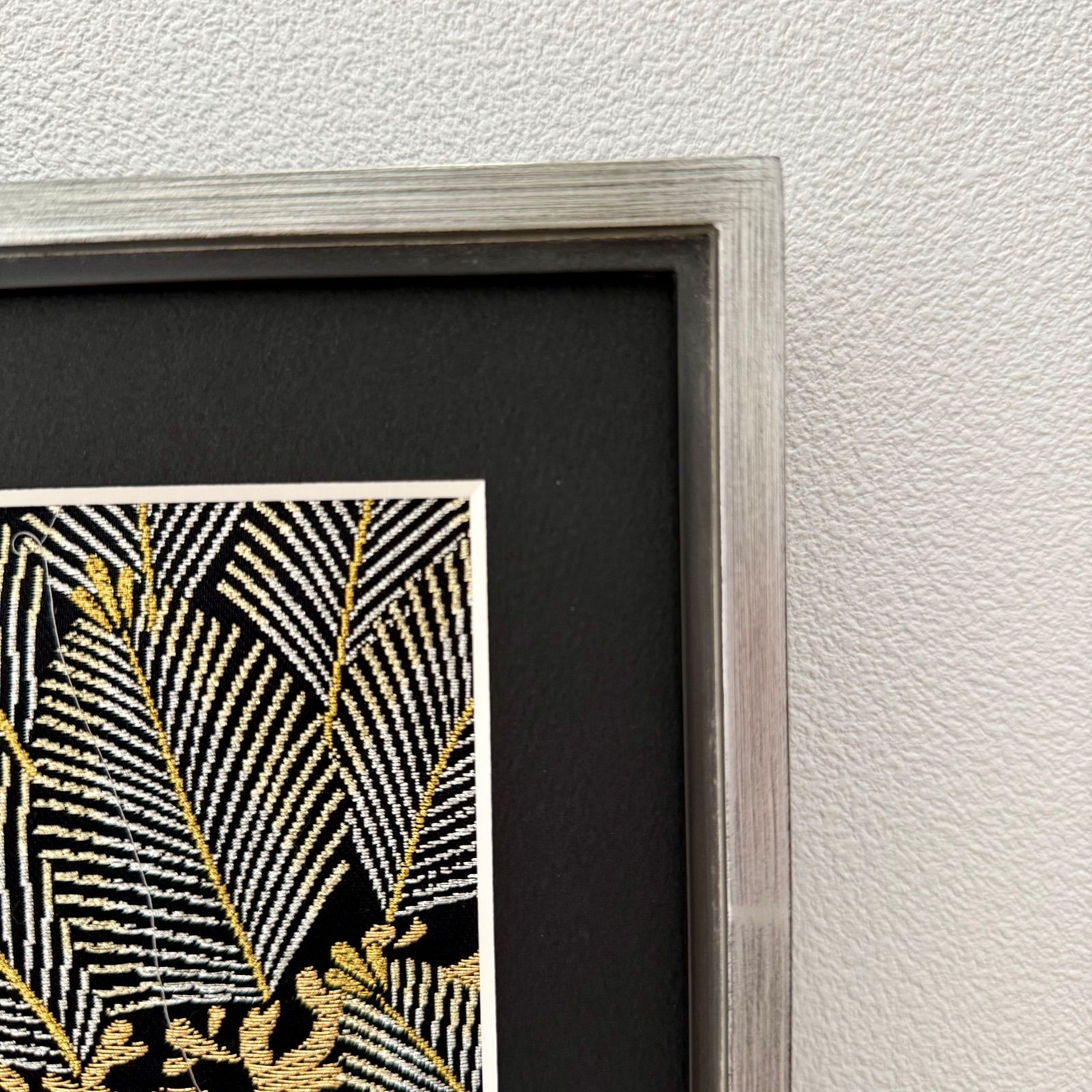 フレーム入りシルク織物アート 松葉