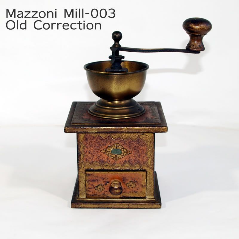 アンティークコーヒーミル、コーヒー豆挽 アンティーク ITALY Mazzoni-003 Old Correction (木製手挽きコーヒー