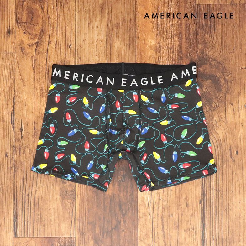 AMERICAN EAGLE/Mサイズ/ボクサーブリーフ 3234-3596 クリスマス ライト 伸縮性◎ アンダーウェア 新品/黒×マルチ/ih211/