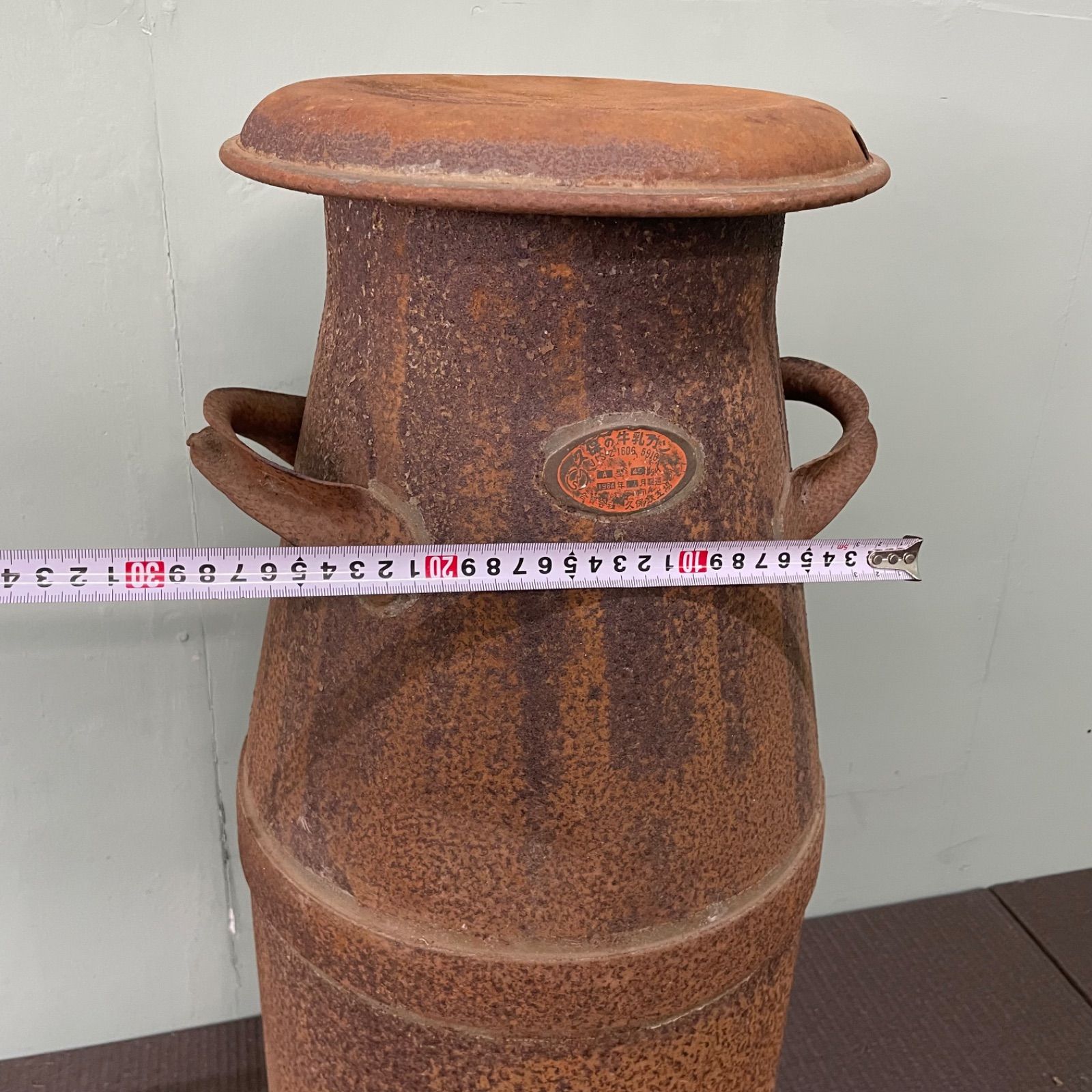 古民具　ミルク缶　牛乳缶　ガーデニング　ビンテージ　アンティーク ♭ ガーデニング 古民具 ミルク缶 高さ70cm 牛乳缶 昭和レトロ