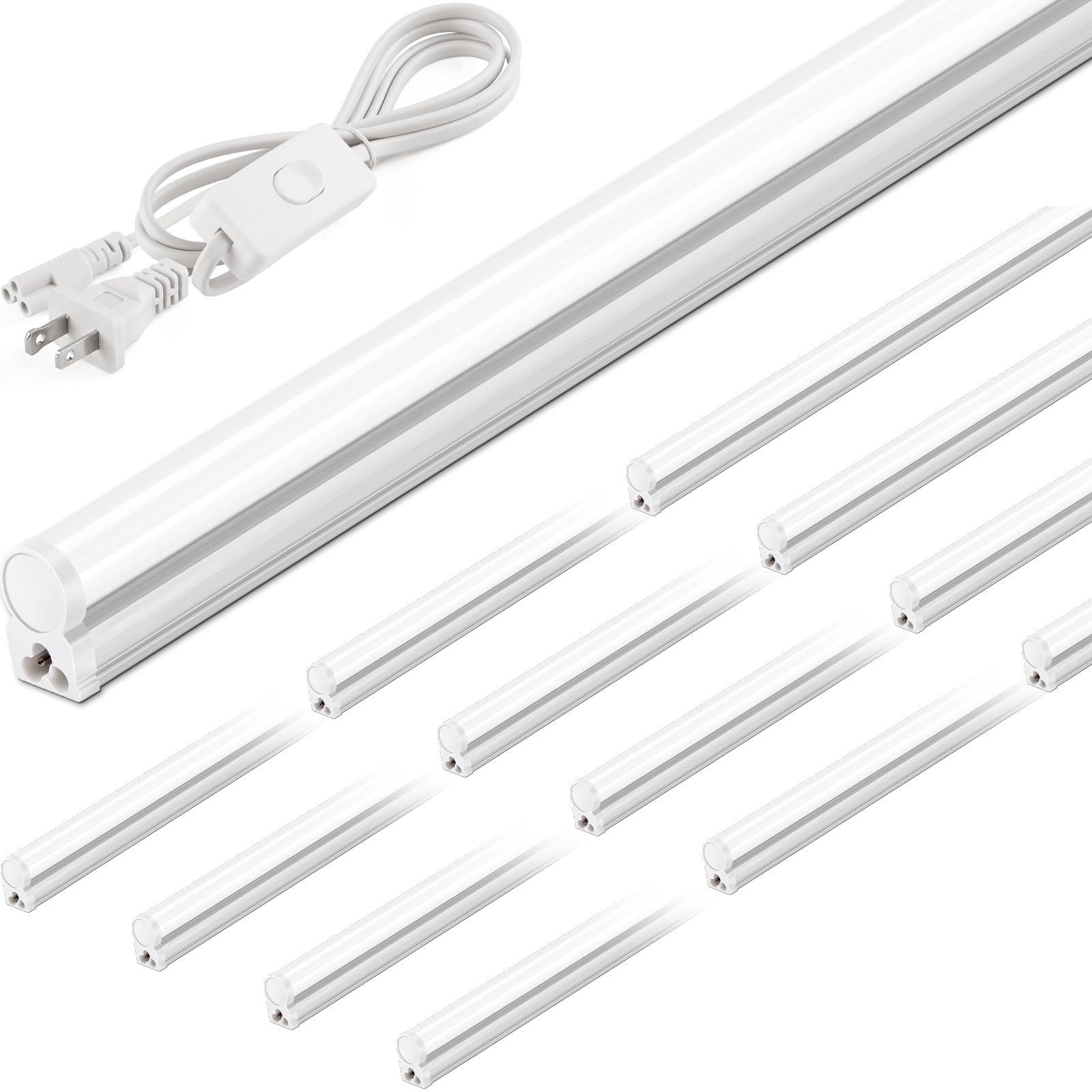 新着商品 昼光色 6500K 2200lm 20W 120cm 照明器具 耐高温 器具一体型 led蛍光灯 T5 40形 LED直管蛍光灯 工場作業灯 天井 キャビネット ダウンライト1.5 LED蛍光灯 m電源ケーブル付き 12本入り Barrina EM