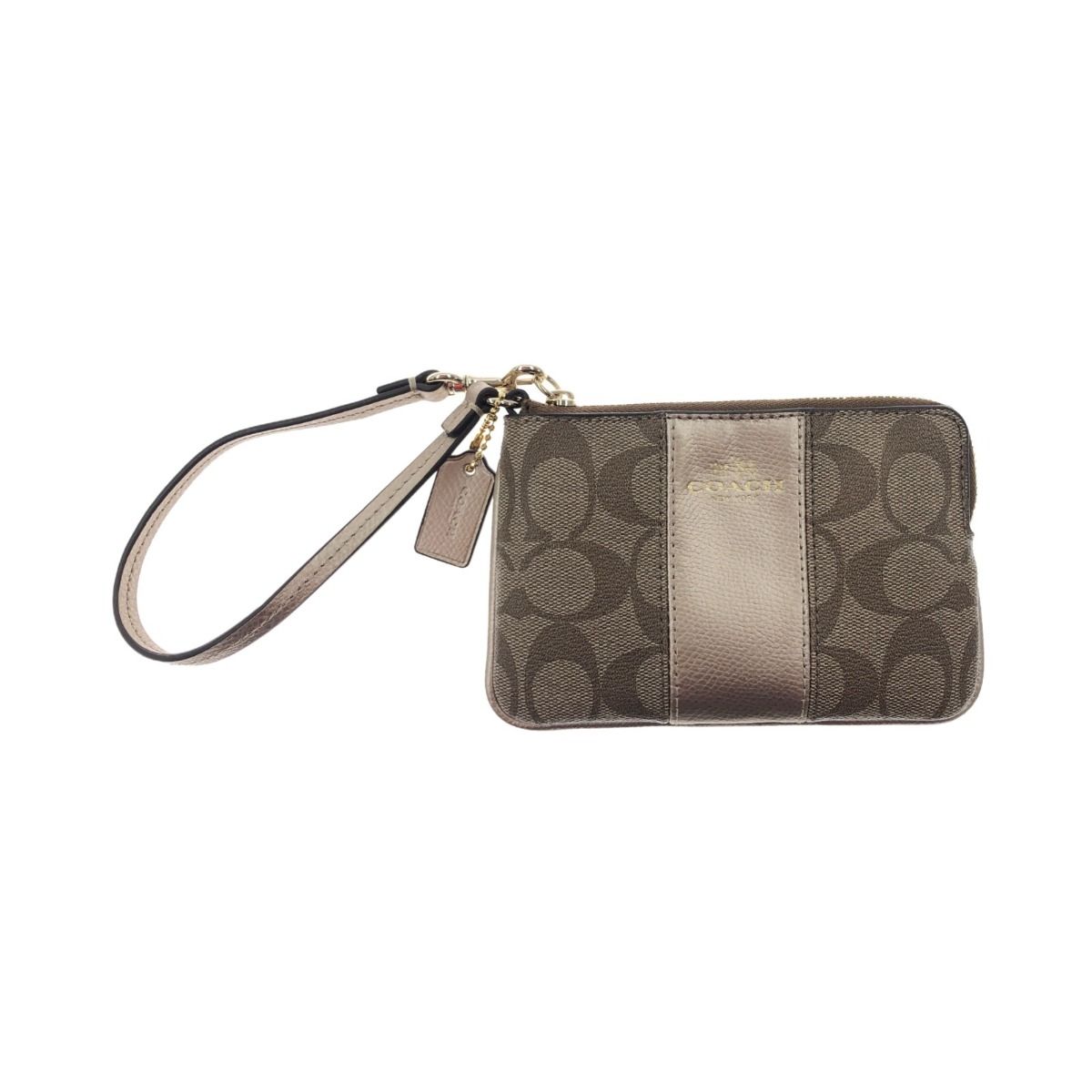 〇〇COACH コーチ シグネチャー リストレット ポーチ F64233 ブラウン