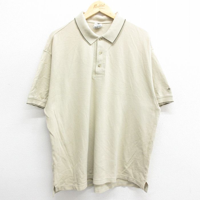 XL/古着 コロンビア 半袖 ブランド ポロ シャツ メンズ 00s ワンポイントロゴ 鹿の子 コットン ベージュ他 カーキ 24mar19 中古 トップス