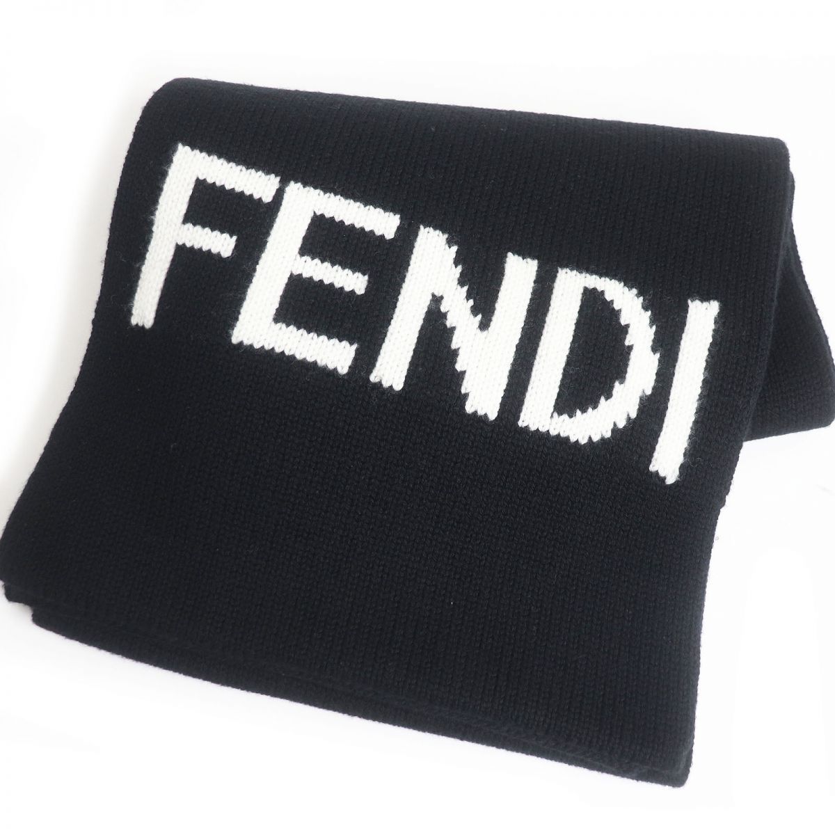 極美品□FENDI/フェンディ FXS124 ロゴ入り ウール100％ ニット