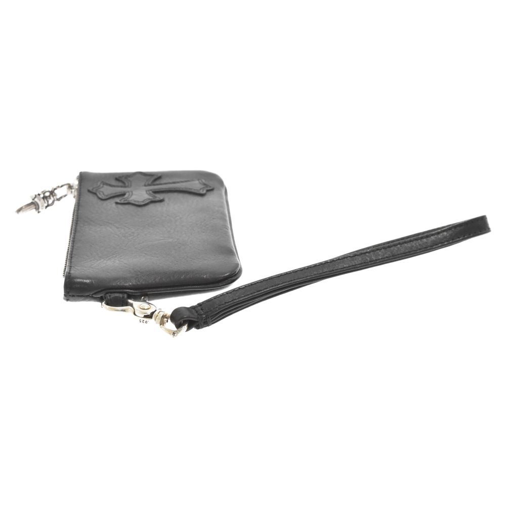 CHROME HEARTS クロムハーツ ZPR CHG WRISTLET SML/ジッパーチェンジパース ストラップ付クロスパッチダガージップレザーコインケース ブルー