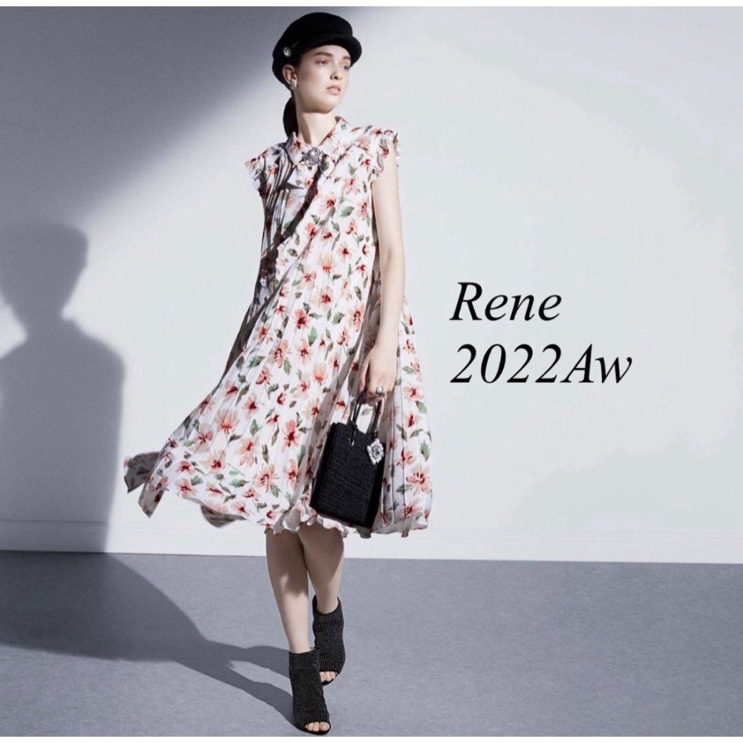 新品 Rene（ルネ） クレマチスフラワープリントプリーツワンピース 定価１１１５００円 - メルカリ