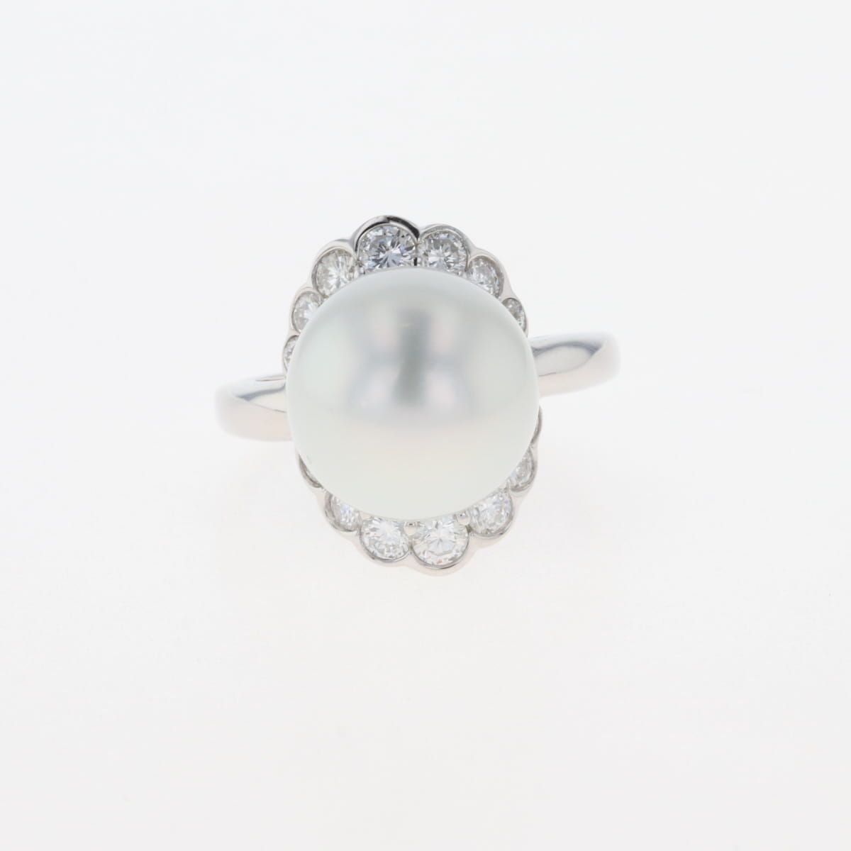 パール デザインリング プラチナ 指輪 メレダイヤ 真珠 リング 20号  