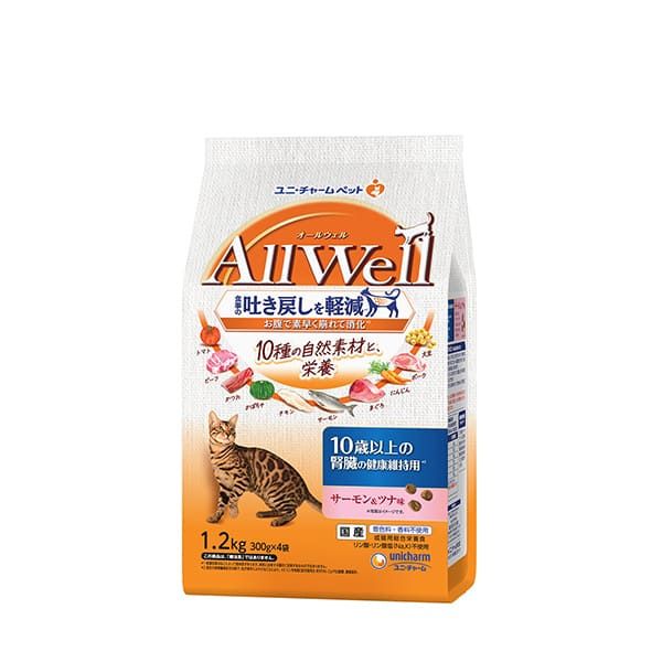 AllWell10種の自然素材10歳以上の腎臓の健康維持用サーモン＆ツナ味 1．2kg