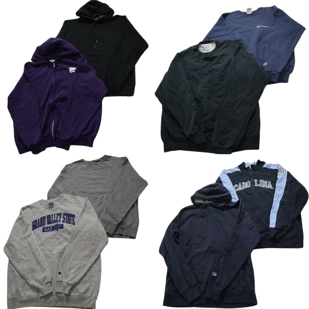 古着卸 まとめ売り チャンピオン Champion スウェット 8枚セット メンズ L |XL ハーフジップ フーディー フルジップ 古着 NC3920