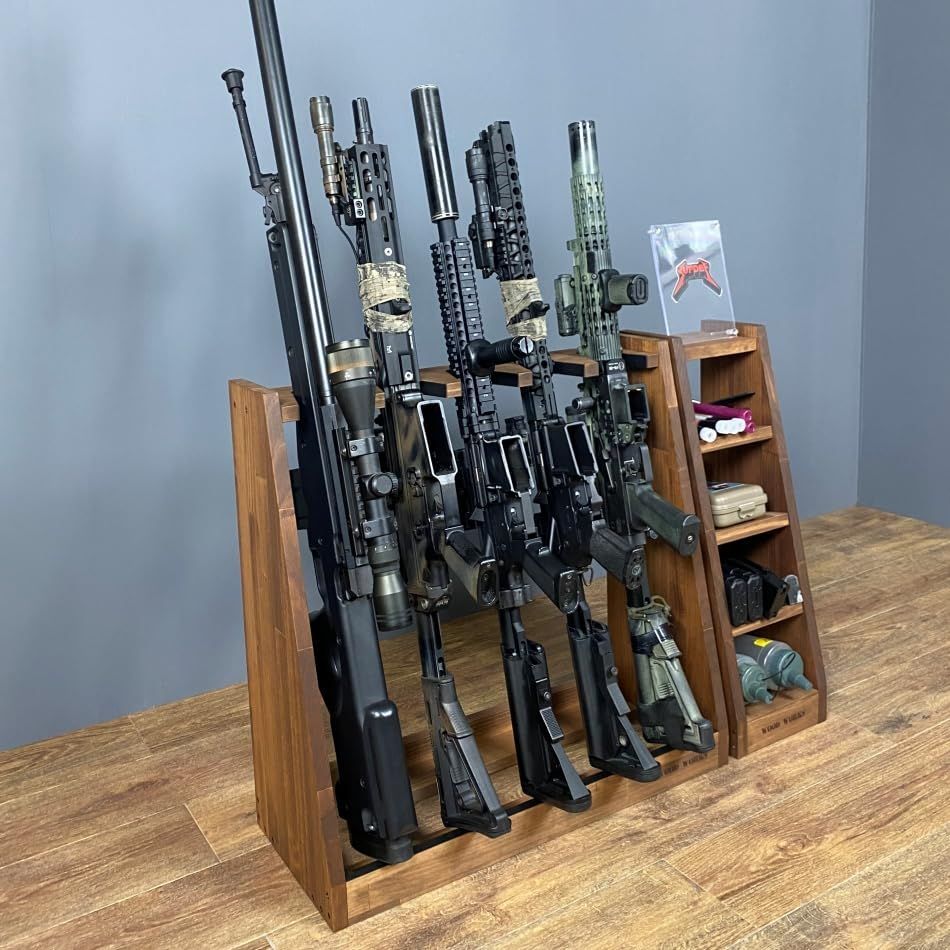 WOOD WORKS ライフルスタンド ５丁掛 ブラウン