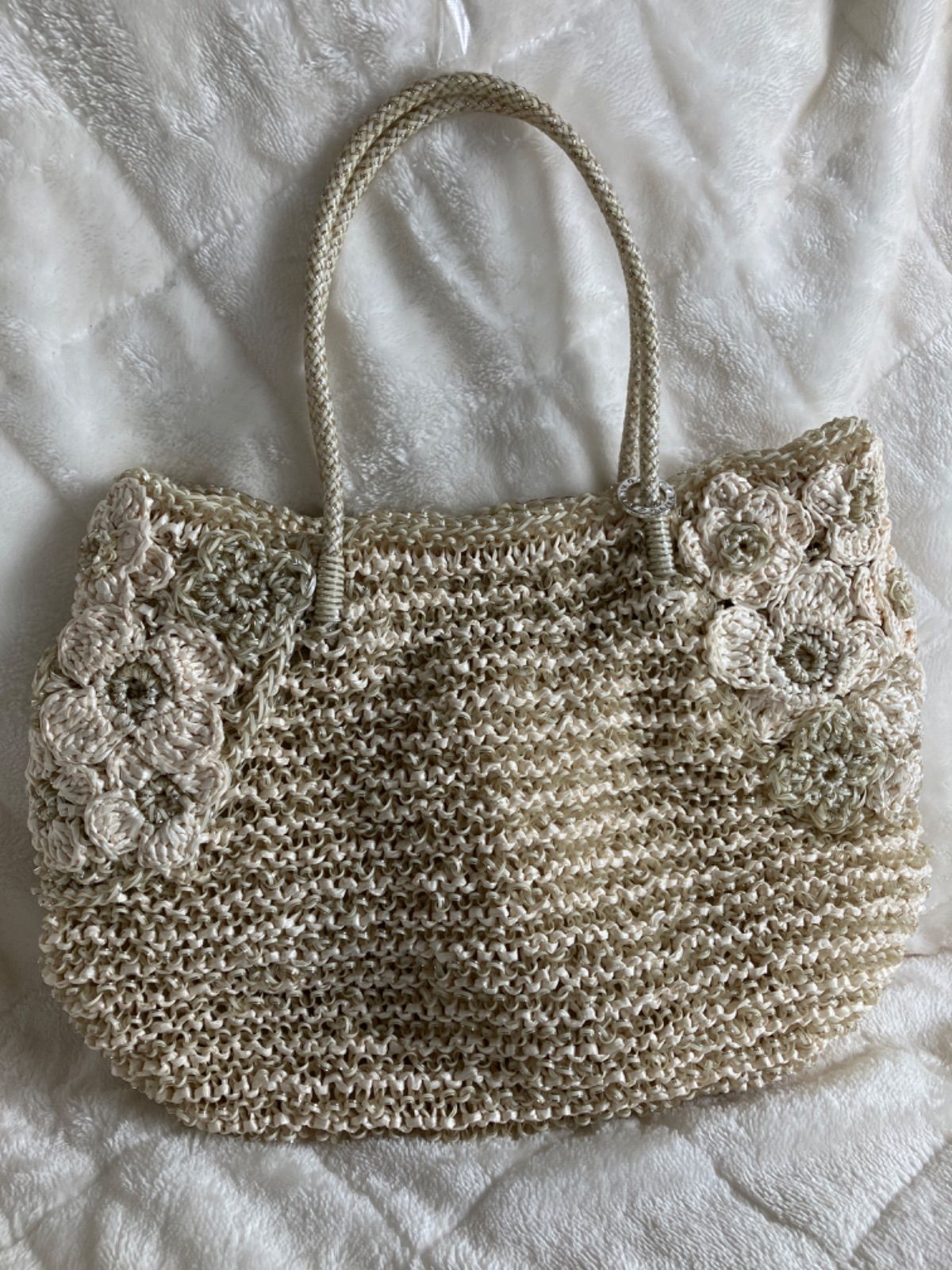 極美品【ANTEPRIMA】アンテプリマ ワイヤーバック 花柄編み込み ロゴ