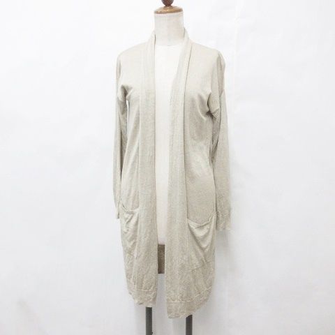 セオリー Theory カーディガン ロング ニット 長袖 リネン 麻 ベージュ S